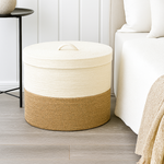 Load image into Gallery viewer, Sienna Jute &amp; Cotton Lid Basket – Natural Blend