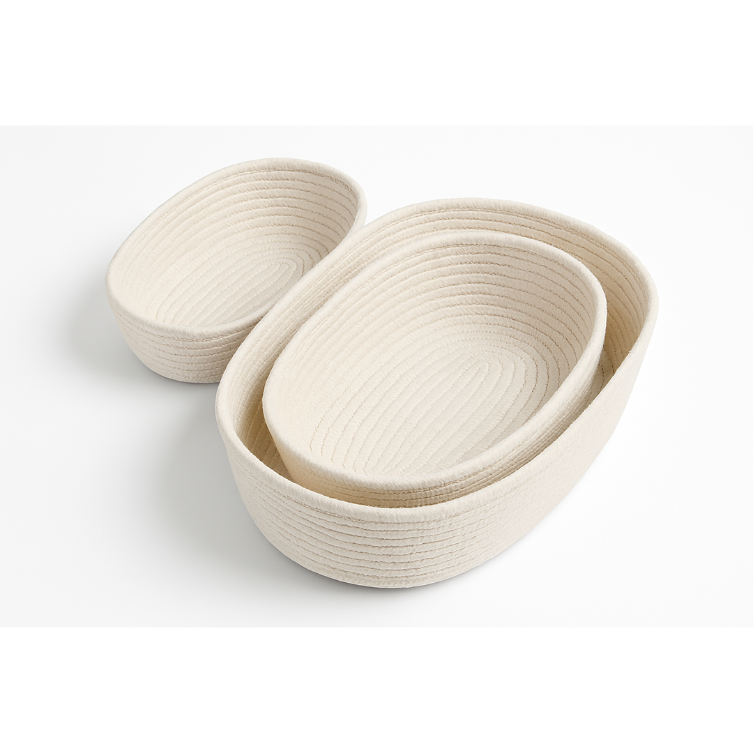 Nora Cotton Oval Classic Basket – Set of 3