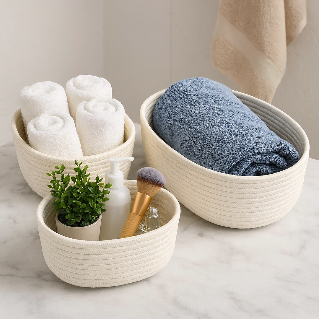 Nora Cotton Oval Classic Basket – Set of 3