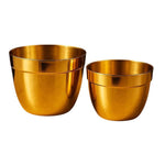 Load image into Gallery viewer, Solis Curved Metallic Finish Metal Planter Set of 2