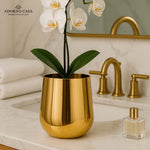 Load image into Gallery viewer, Lustre Gold Metallic Finish Accent Metal Vase