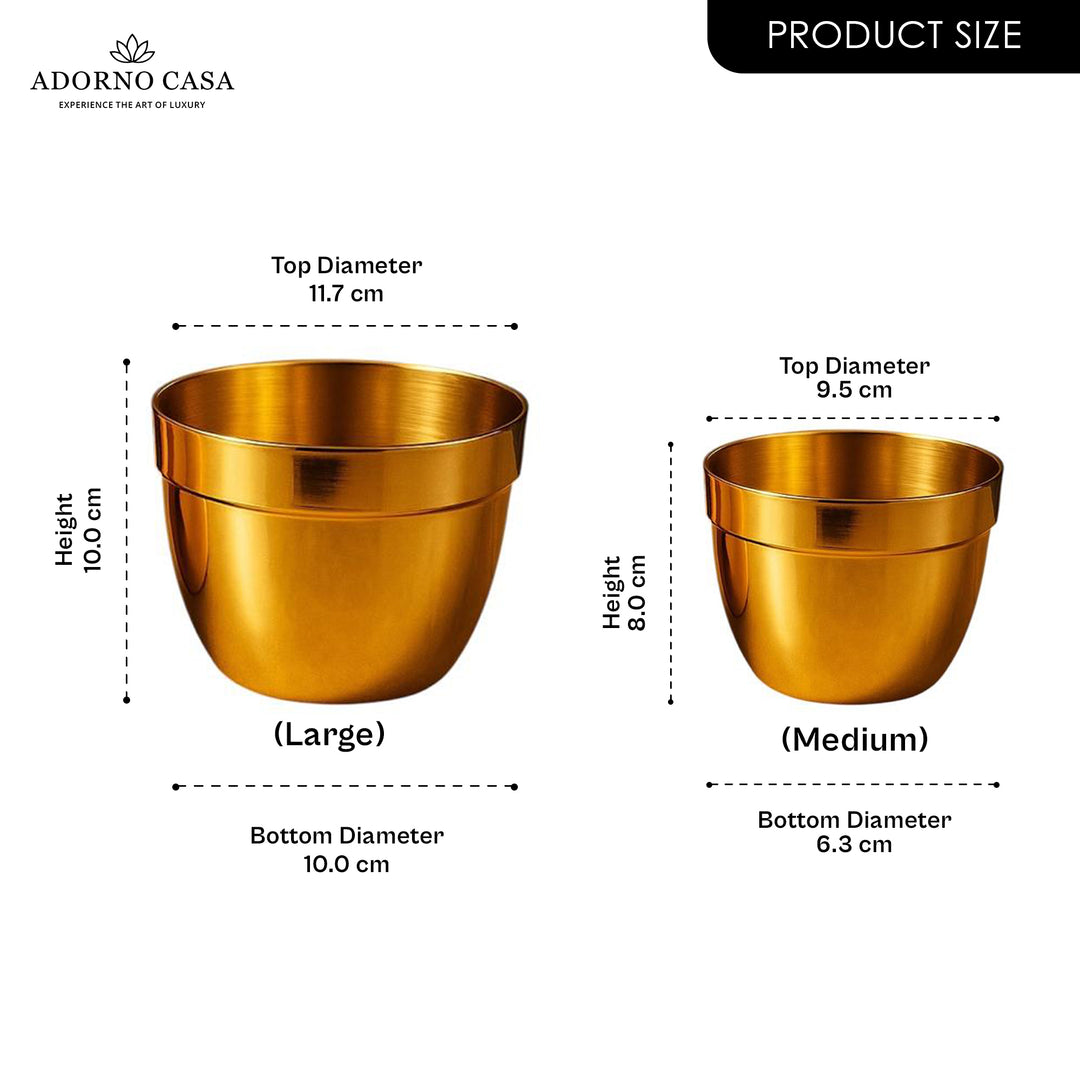 Solis Curved Metallic Finish Metal Planter Set of 2