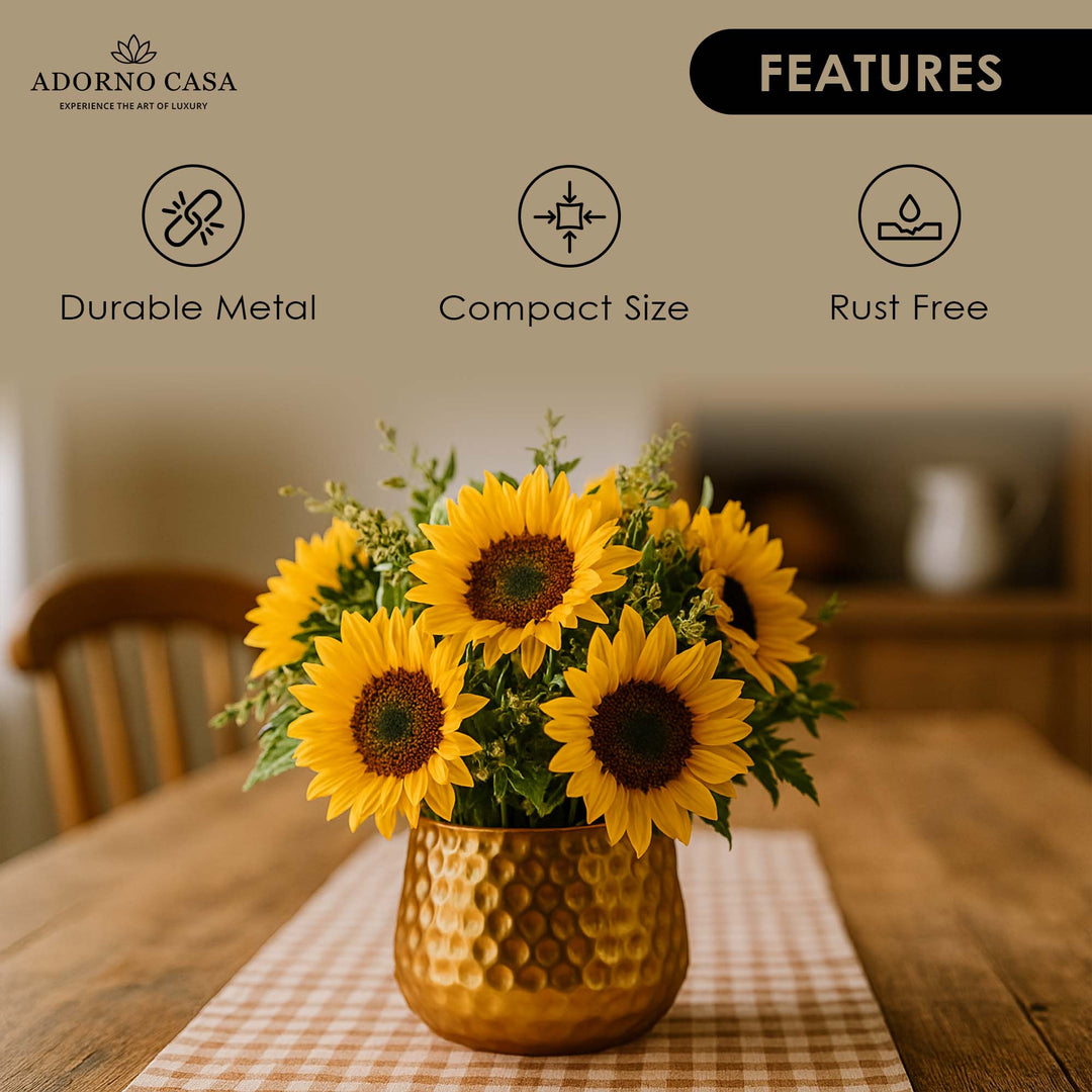 Aurum Hammered Finish Metal Accent Vase