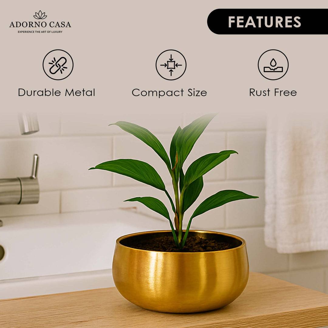 Halo Metallic Finish Rounded Metal Bowl