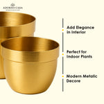 Load image into Gallery viewer, Solis Curved Metallic Finish Metal Planter Set of 2