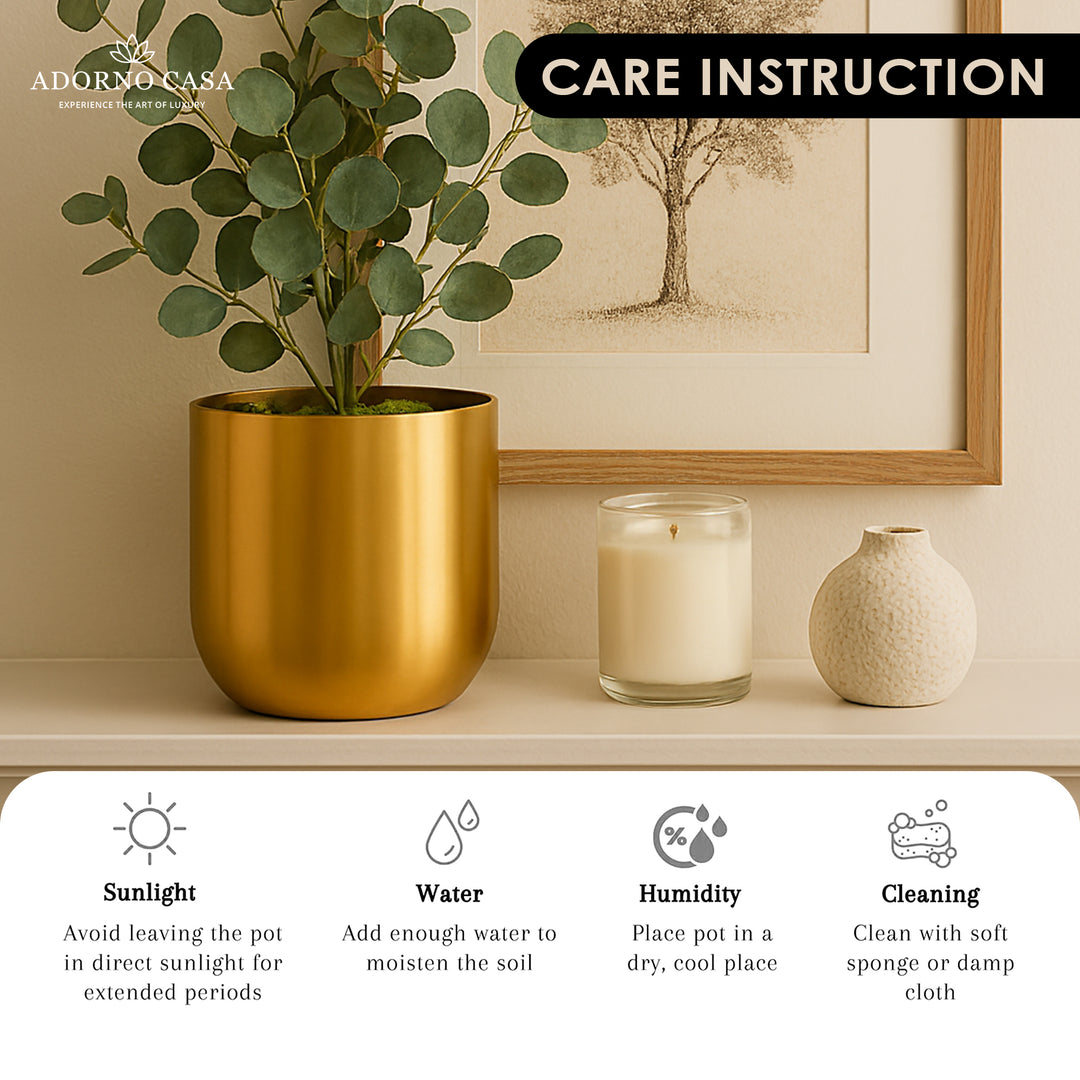 Auric Metal Polished Pots with Minimalist Curves