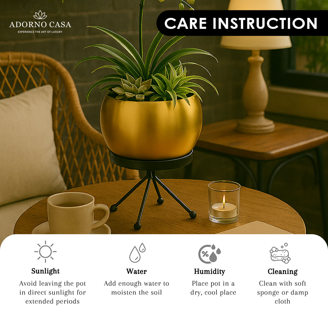 Luna Metal Pot Paired with a Sturdy Black Iron Stand