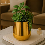Load image into Gallery viewer, Lustre Gold Metallic Finish Accent Metal Vase
