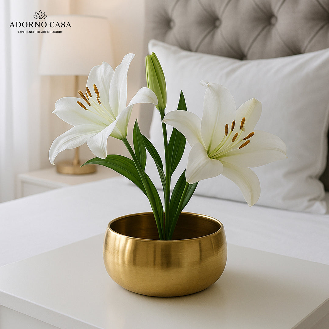 Halo Metallic Finish Rounded Metal Bowl