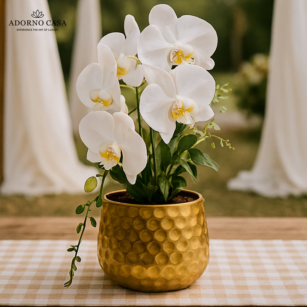 Aurum Hammered Finish Metal Accent Vase