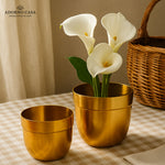 Load image into Gallery viewer, Solis Curved Metallic Finish Metal Planter Set of 2