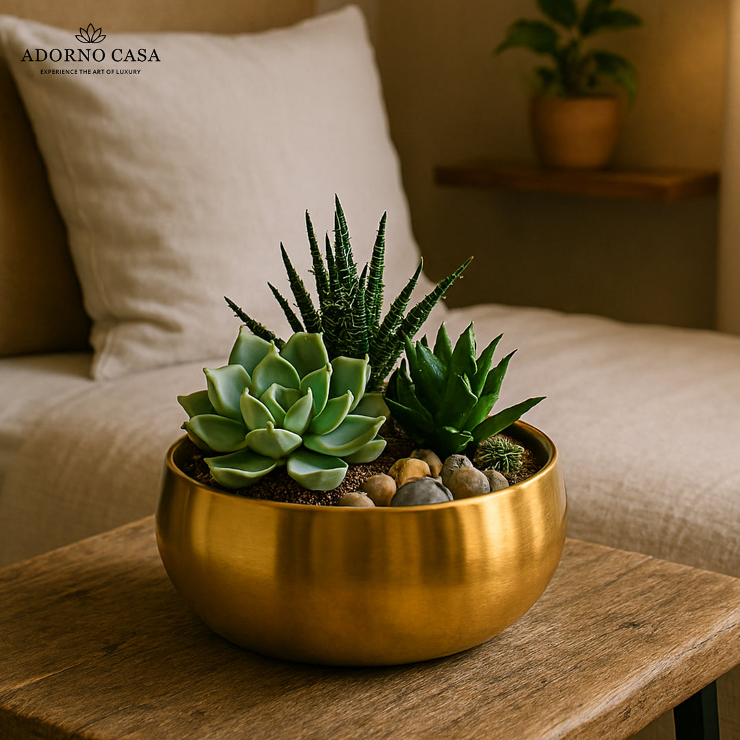 Halo Metallic Finish Rounded Metal Bowl