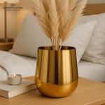 Load image into Gallery viewer, Lustre Gold Metallic Finish Accent Metal Vase