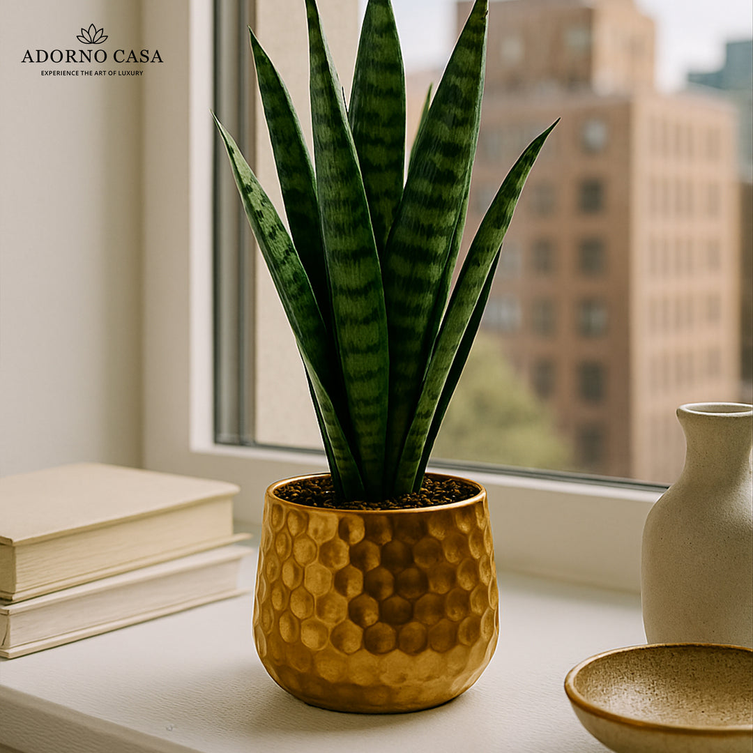 Aurum Hammered Finish Metal Accent Vase