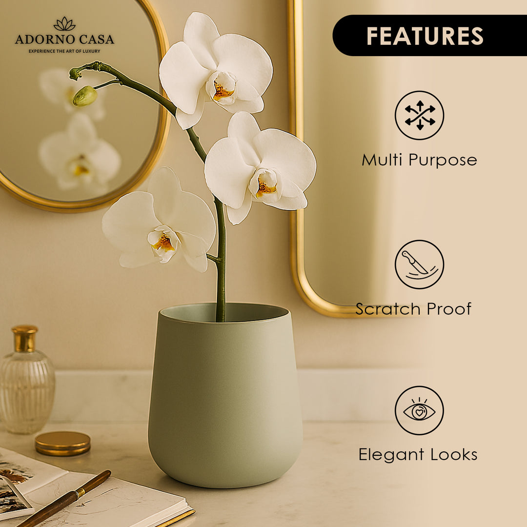 Noire Sculpt Matte Powder-Coated Metal Vase