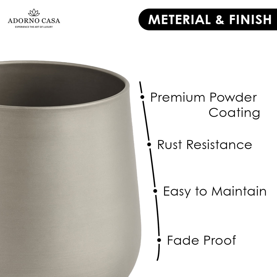 Noire Sculpt Matte Powder-Coated Metal Vase