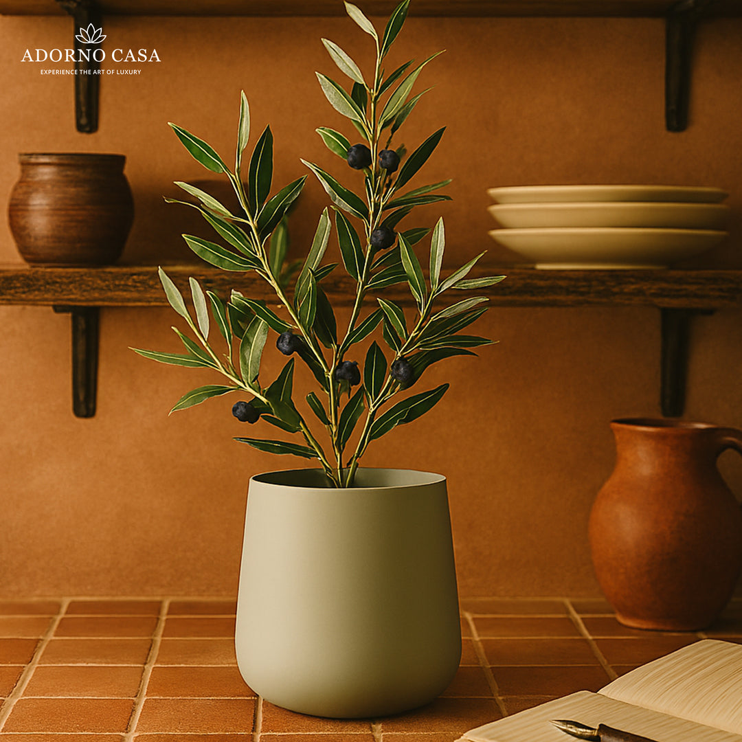 Noire Sculpt Matte Powder-Coated Metal Vase