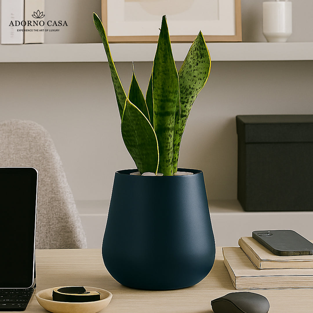 Noire Sculpt Matte Powder-Coated Metal Vase