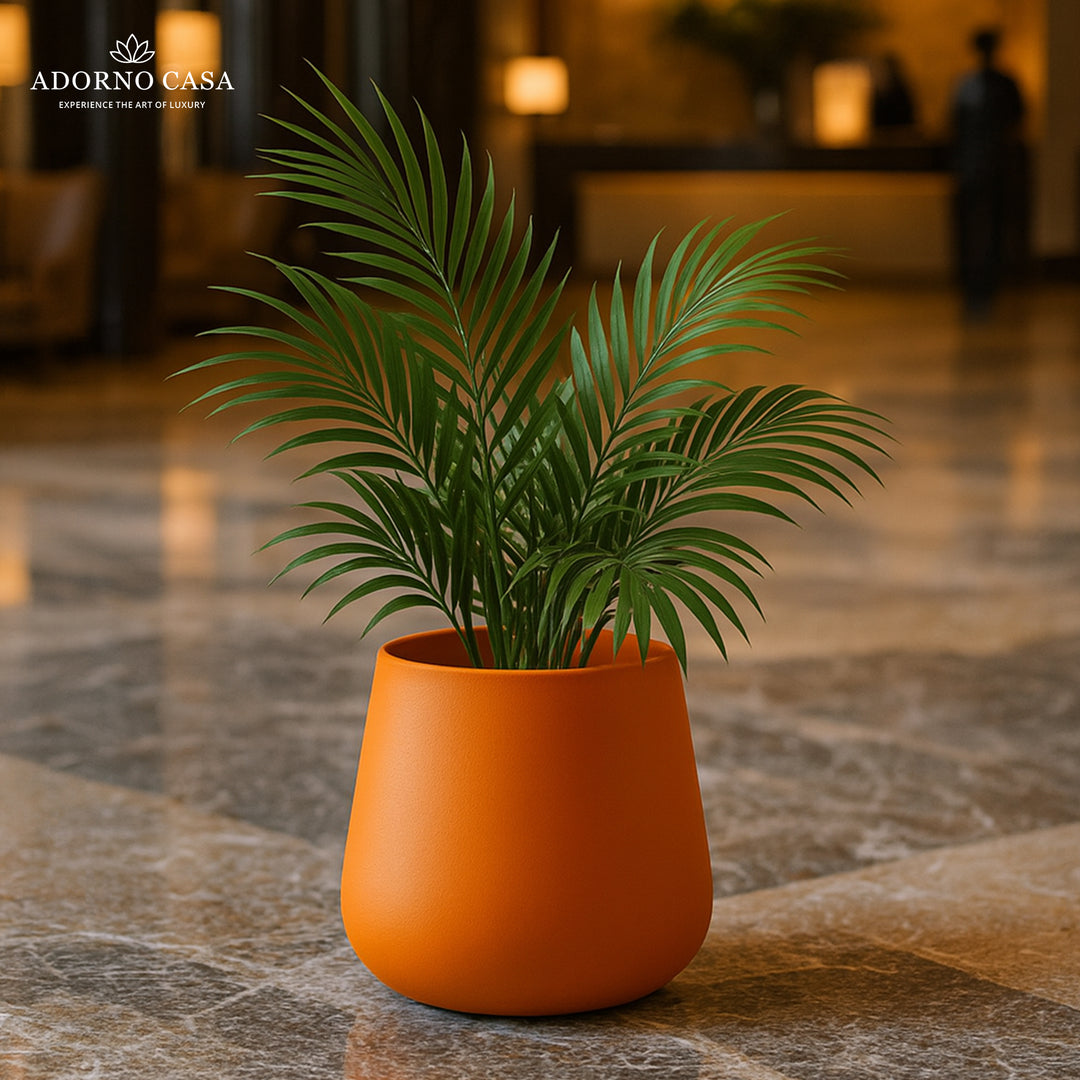 Noire Sculpt Matte Powder-Coated Metal Vase