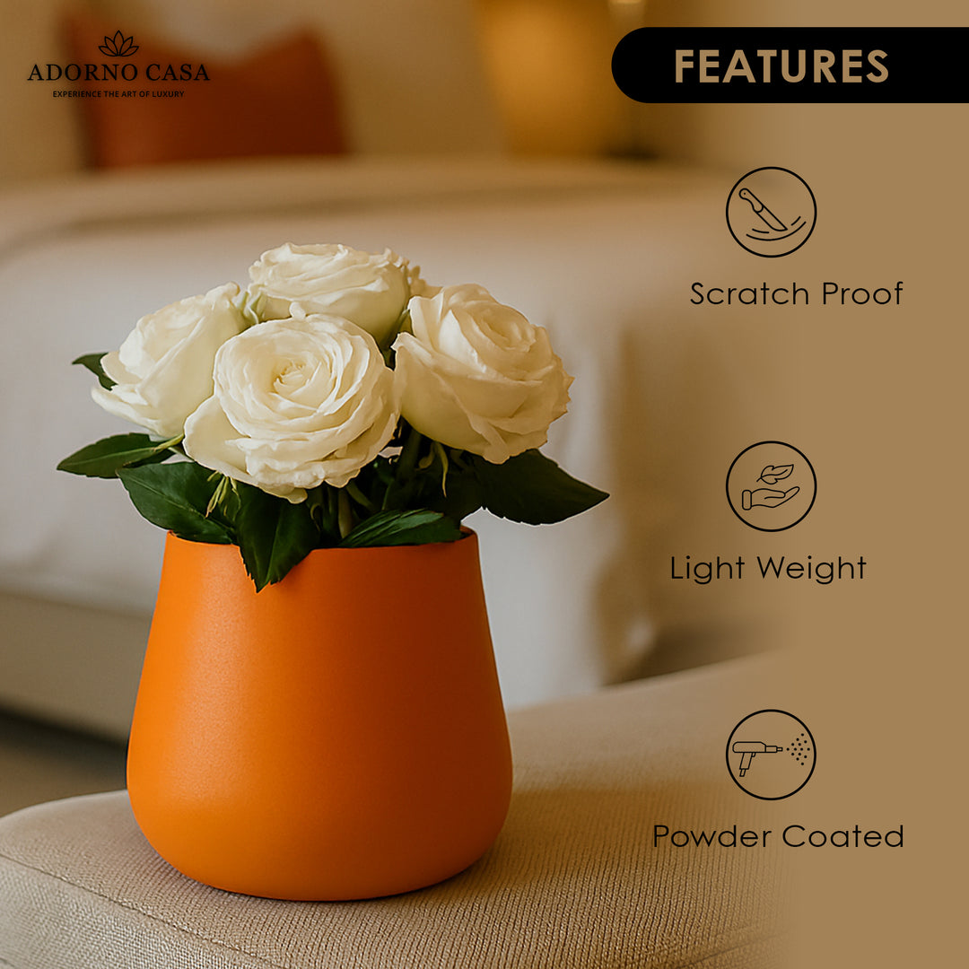 Noire Sculpt Matte Powder-Coated Metal Vase