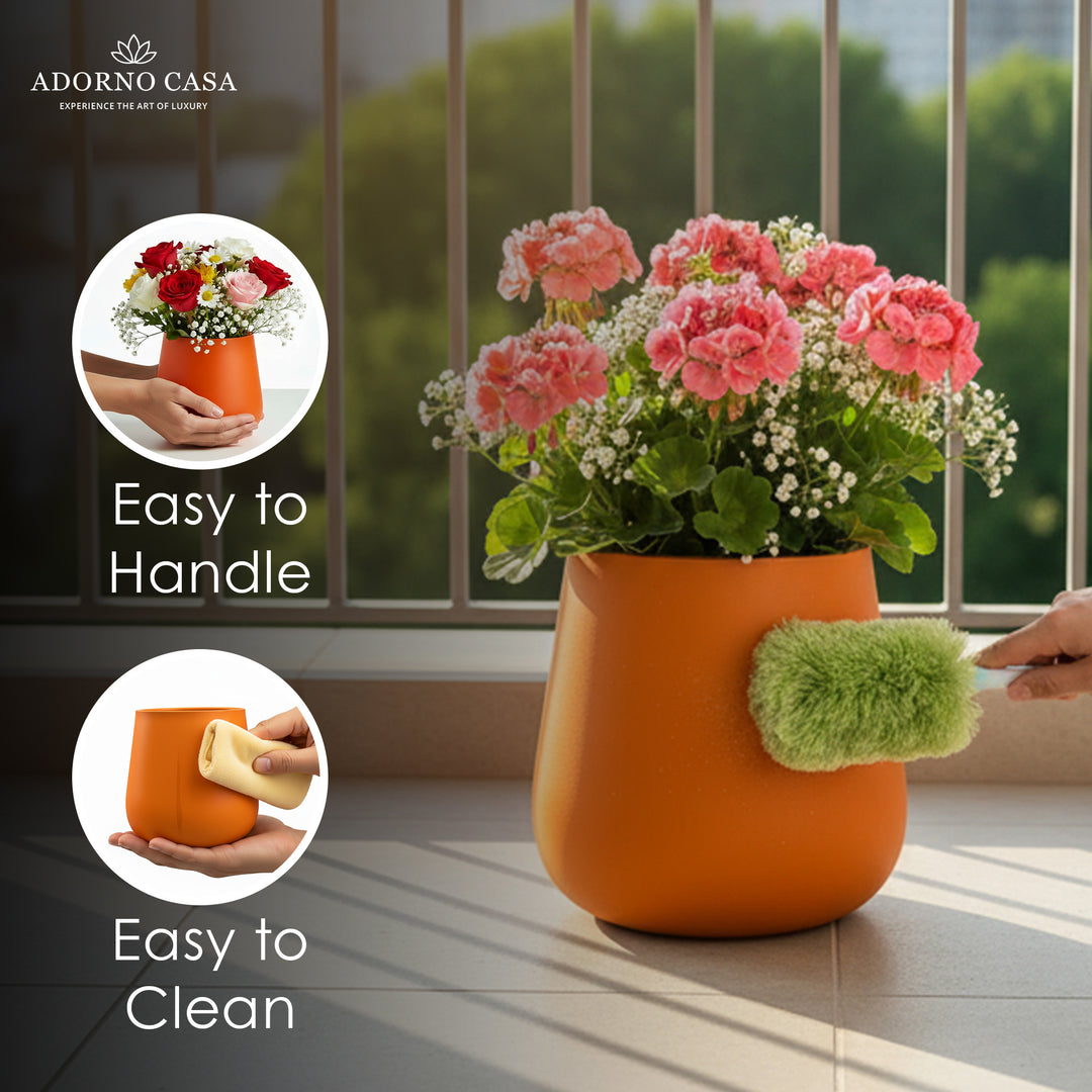 Noire Sculpt Matte Powder-Coated Metal Vase