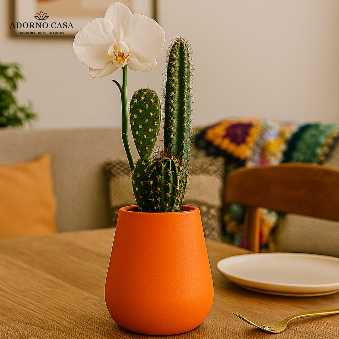 Noire Sculpt Matte Powder-Coated Metal Vase