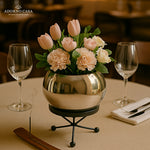 Load image into Gallery viewer, Luna Metal Pot Paired with a Sturdy Black Iron Stand