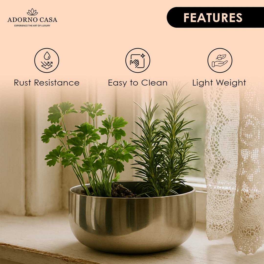 Halo Metallic Finish Rounded Metal Bowl