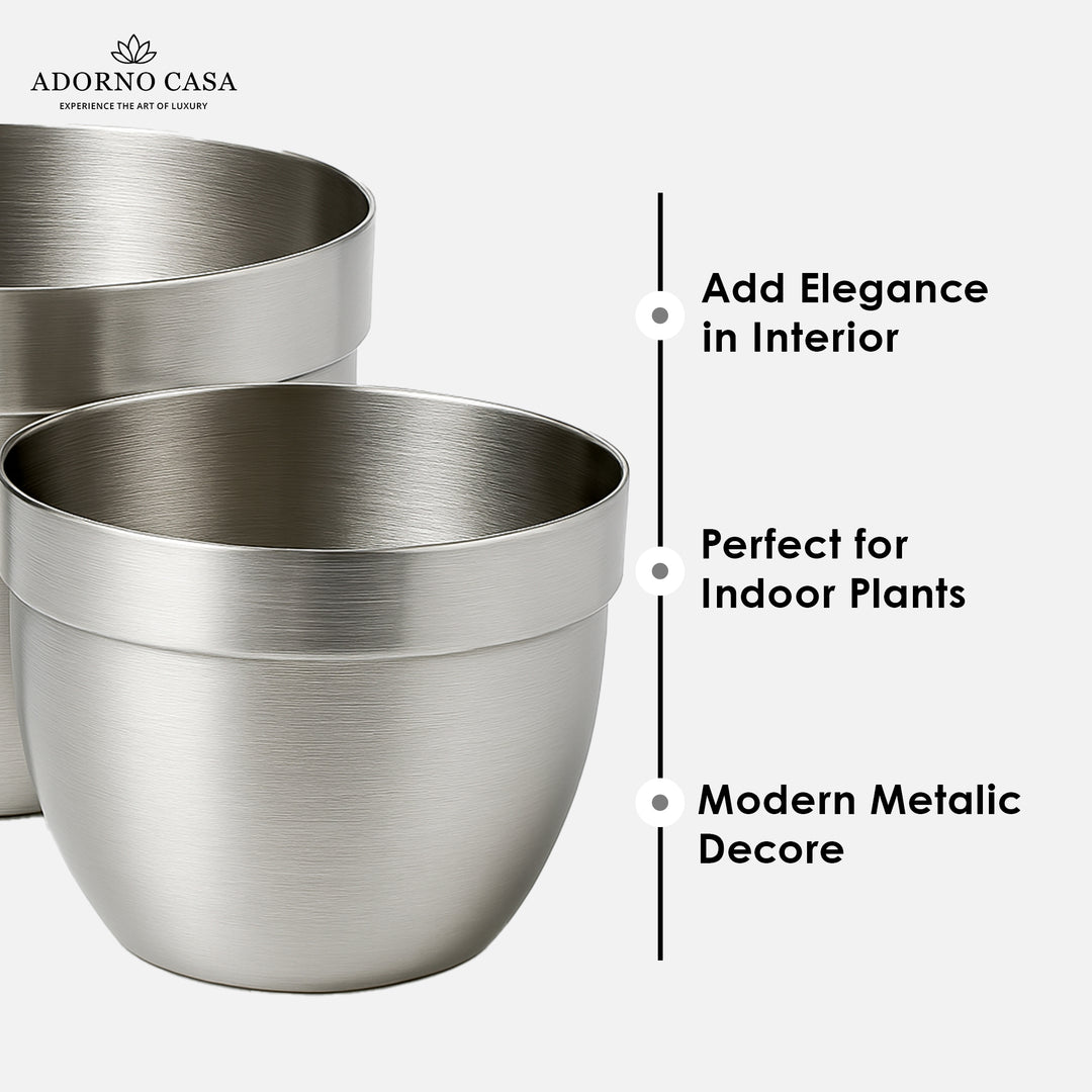 Solis Curved Metallic Finish Metal Planter Set of 2