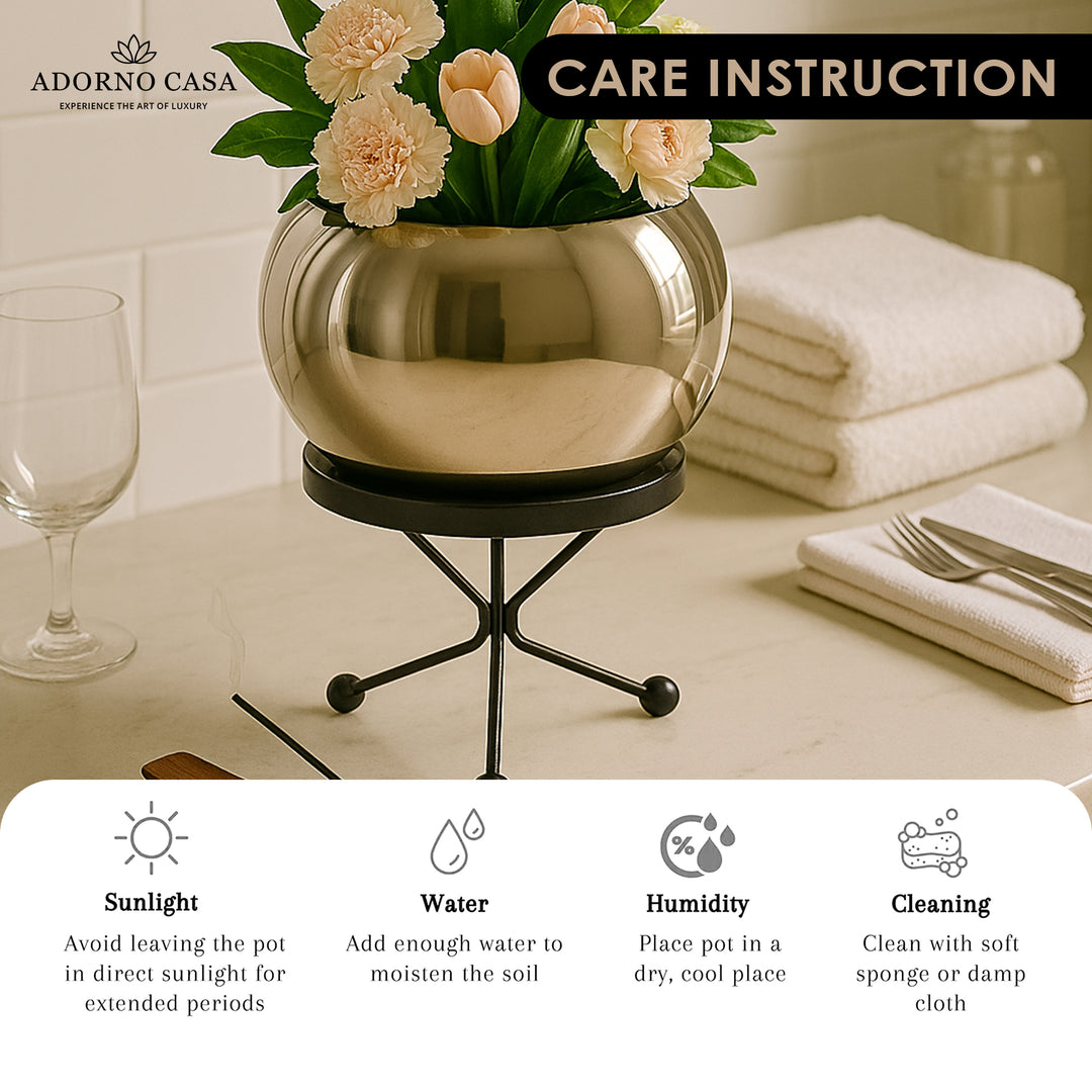 Luna Metal Pot Paired with a Sturdy Black Iron Stand
