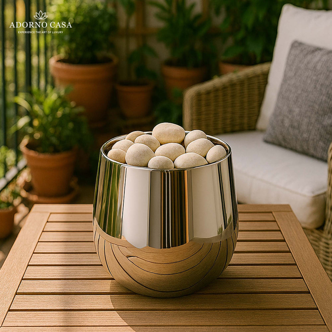 Lustre Gold Metallic Finish Accent Metal Vase