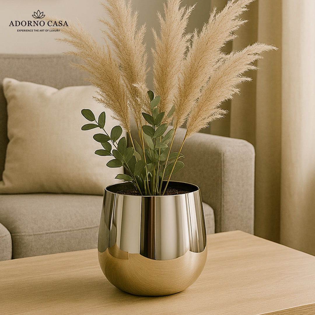 Lustre Gold Metallic Finish Accent Metal Vase