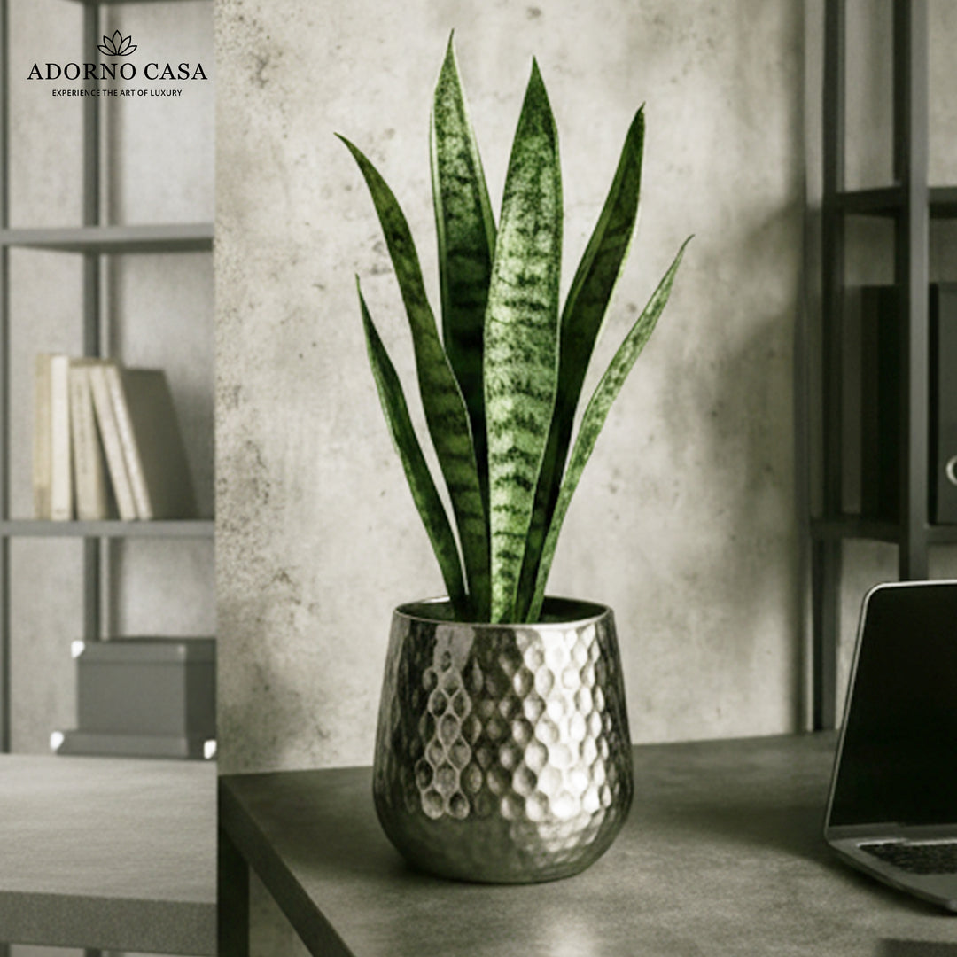 Aurum Hammered Finish Metal Accent Vase